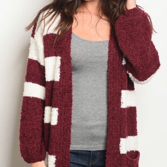Burgundy Striped Cardigan - Picture 5 of 8